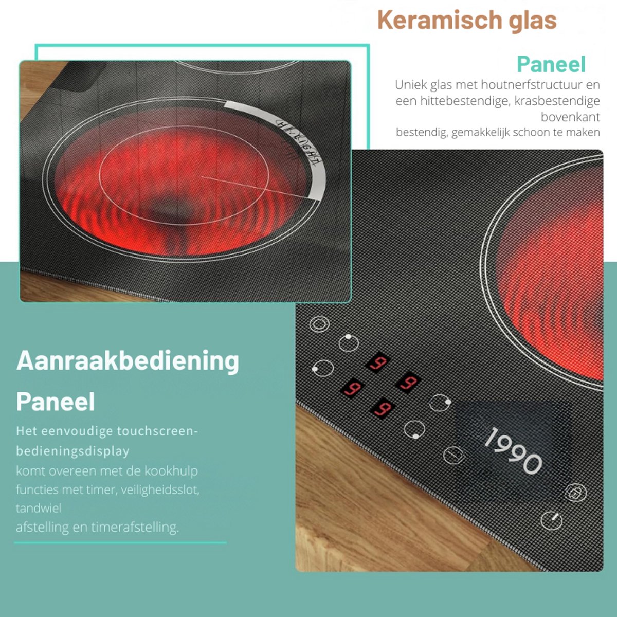 Keramische kookplaat, 4 platen, SNDOAS Keramische kookplaat, 4 platen, SNDOAS