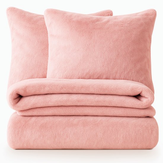 Decoware® Teddy Fleece Dekbedovertrek - Roze - Tweepersoons - 200x220 cm + 2 Kussenslopen 60x70 cm - Dubbelzijdig - Heerlijk Warm van Merkloos — afbeelding 5