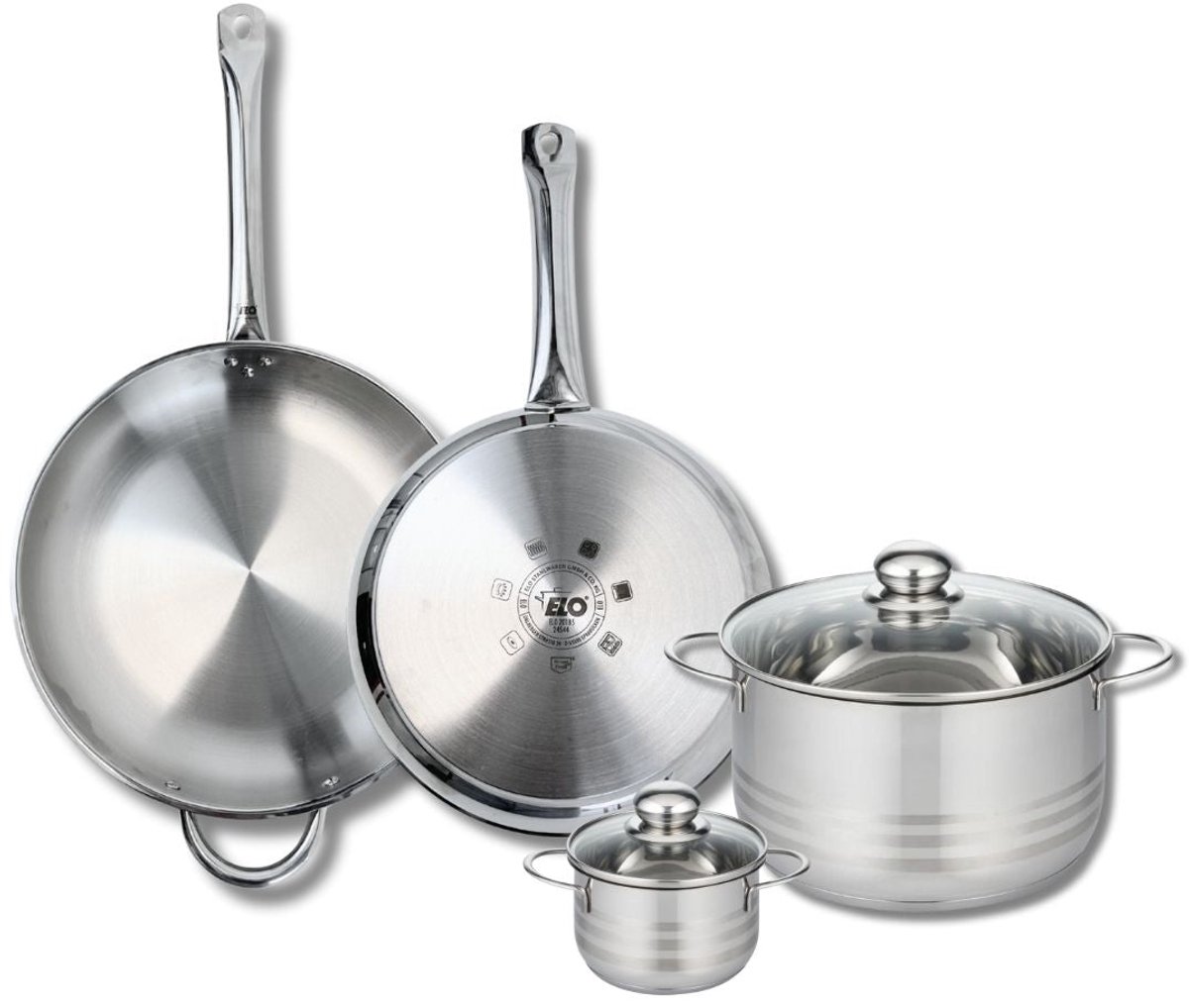 Set van 2 Bakpannen 28 en 32 cm en 2 Kookpotten 12 en 24 cm Elo Profi Brillant