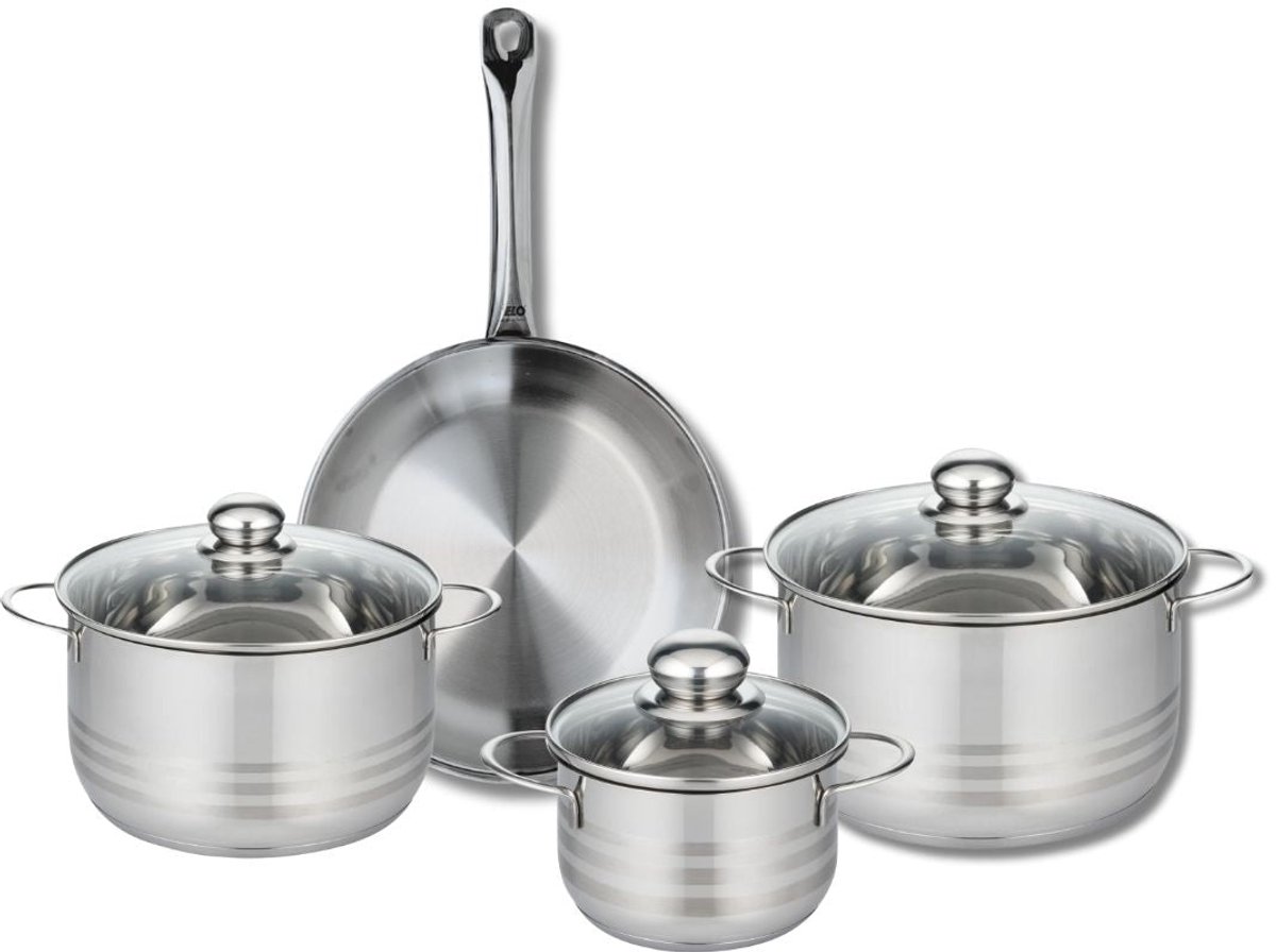 Set van 1 Koekenpan 28 cm en 3 kookpotten 16, 20 en 24 cm Elo Profi Brillant