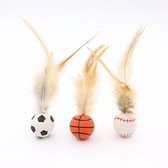 3 Balles Rebondissantes Avec Plumes Pour Chat - Jouet Interactif Pour Stimuler L'instinct De Chasse - Pour Intérieur Et Extérieur