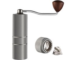 Handmatige koffiemolen, draagbare koffiemolen van roestvrij staal met instelbare instellingen, dubbel lager, perfect voor thuis, op kantoor, op de camping en als cadeau