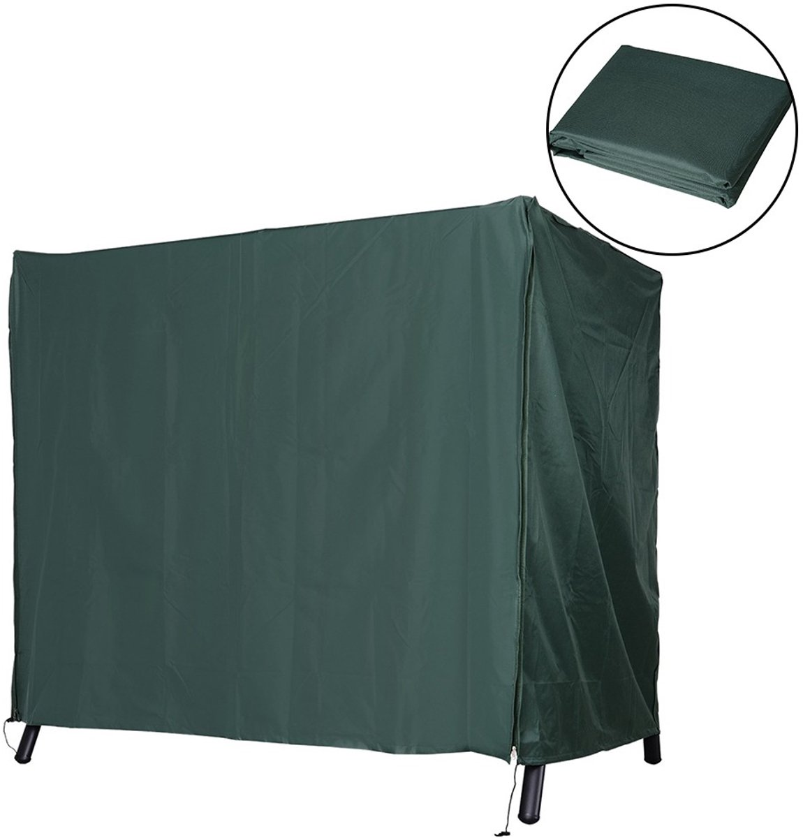 3-zits Verandaschommelhoes - Waterdichte schommelstoelhoes 600D Oxford - Beschermhoes voor buitenschommel - 205x124x164cm - Donkergroen