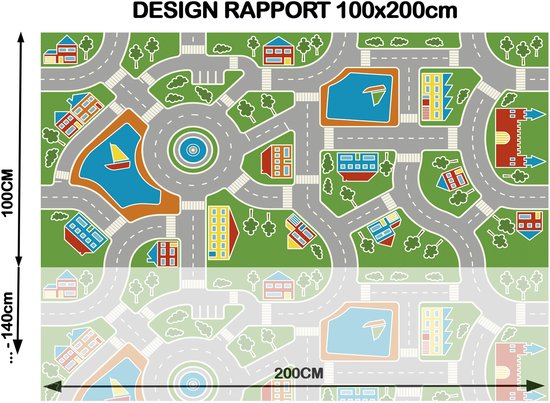 JYG VINYSTREET Hygiënisch Speelmat - Verkeerskleed - Verkeersmat - Stratentapijt - Afwasbaar Vinyl - 100% recycleerbaar - 200x250 cm van JYG — afbeelding 2