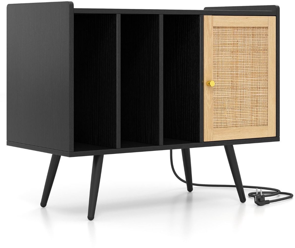 Platenspeler Meubel - LP-kast - Platenspelerkast - Draaitafelstandaard - Platenspelerstandaard - Vintage Displayplank - Zwart