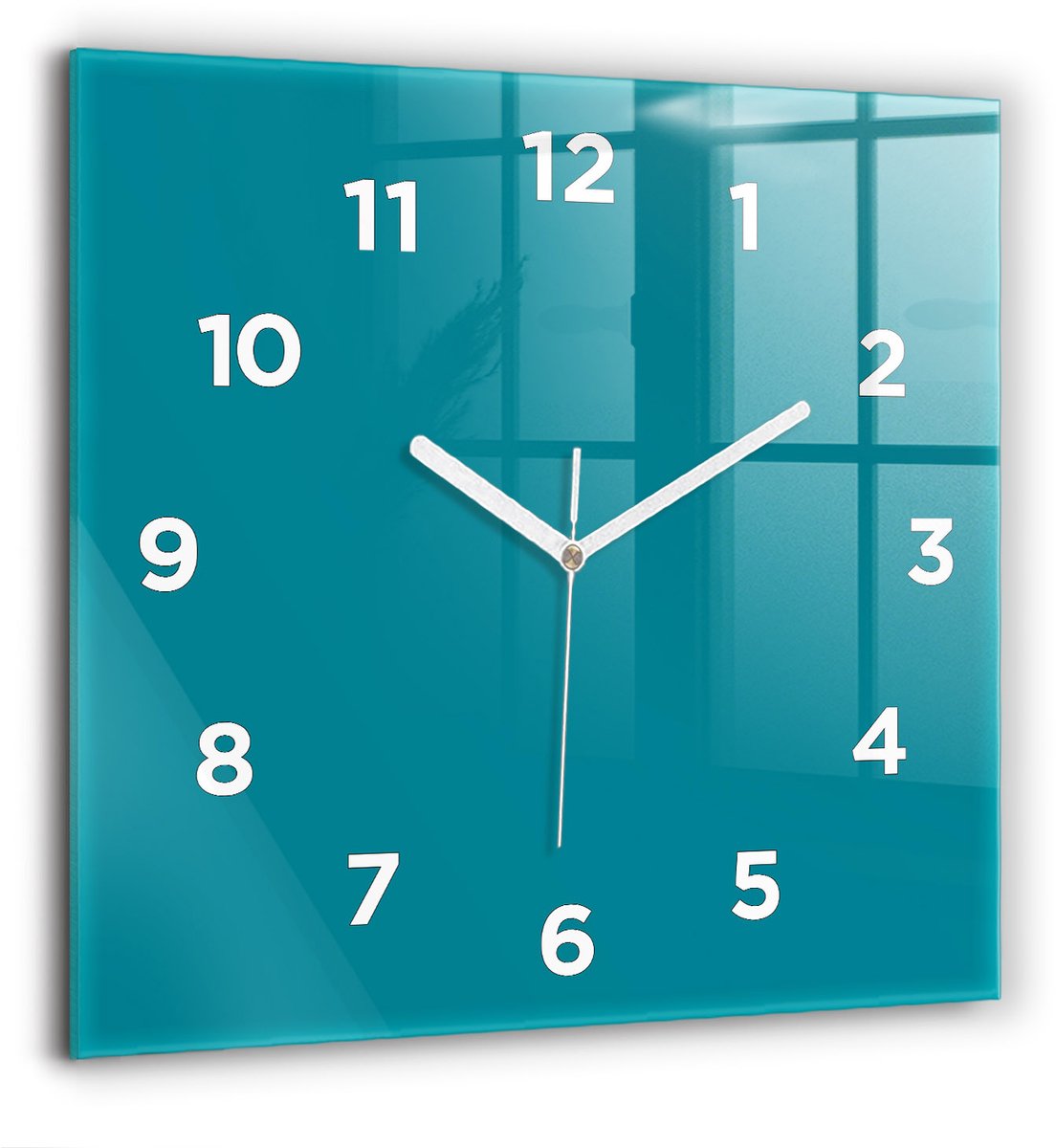 Wallfluent Wandklok - Maritiem Vierkante Glazen Wandklok - 60 cm x 60 cm - Maritiem Wandklok - Witte Handen - Wandklok Met Cijfers - Kinder Wandklok Glas - Vierkante Glas Klok - Scandinavisch Wandklok - Vierkante Glazen Klok