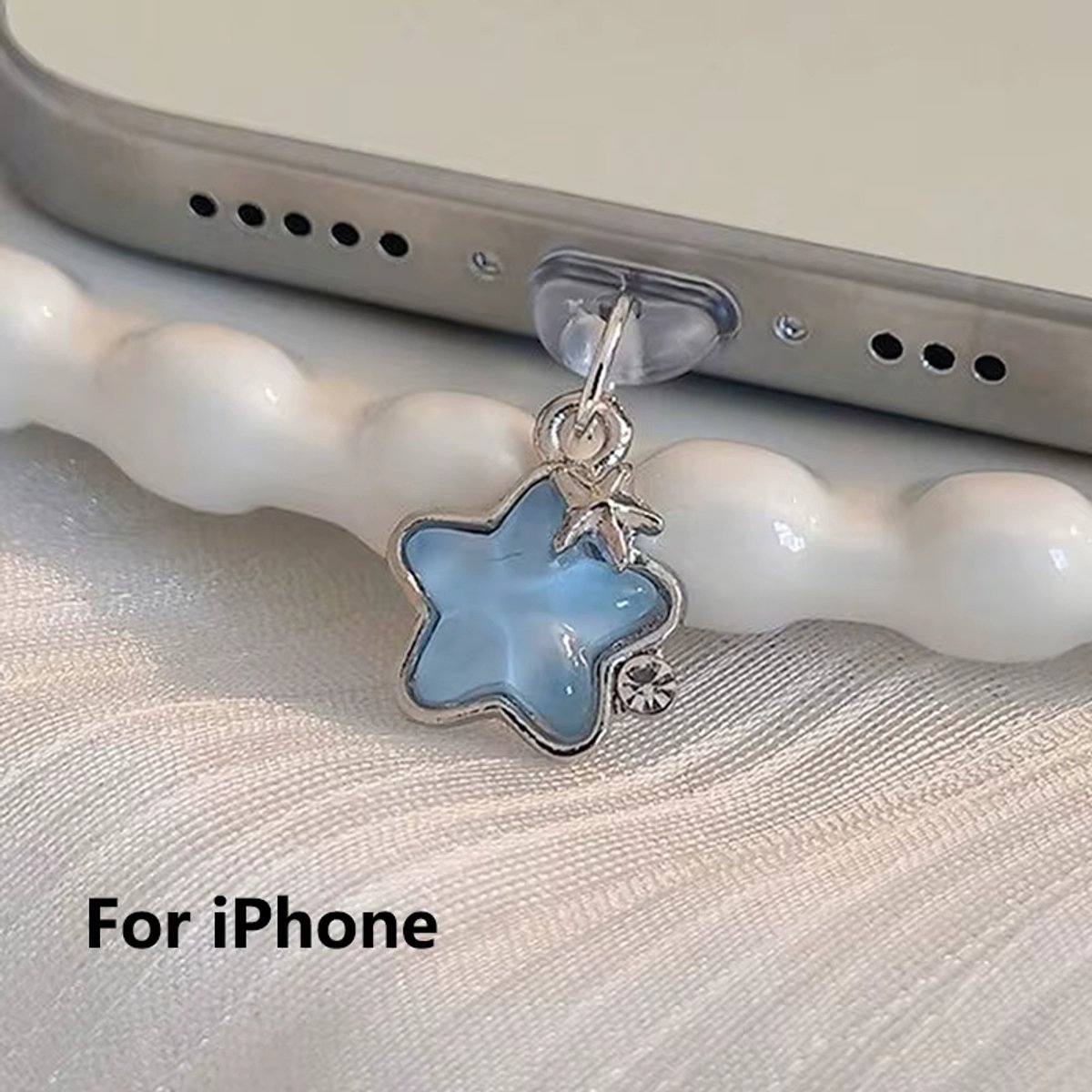 Leuke Telefoon Stofplug met Kristal Ster – Anti-Stof Plug & Charm Hanger – Geschikt voor iPhone – Decoratief Accessoire voor Oplaadpoort Bescherming