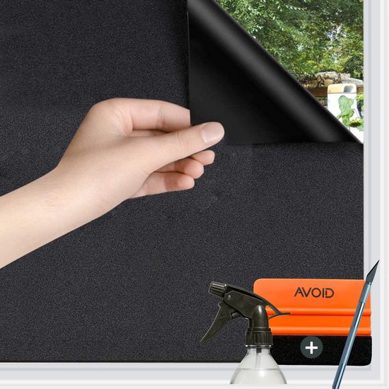 Film occultant pour fenêtre AVOID® HR++ - 60 x 300 cm - Antireflet et isolant - Antistatique et anti-soleil - Film de confidentialité pour Fenêtres - 100 % occultant - Raclette et couteau inclus