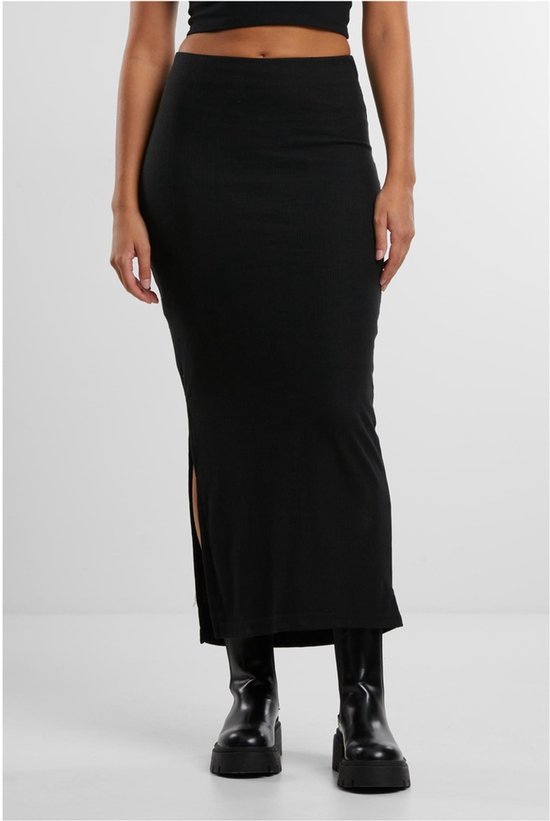 Urban Classics Rib High Slit Dames Lange rok - zwart - L