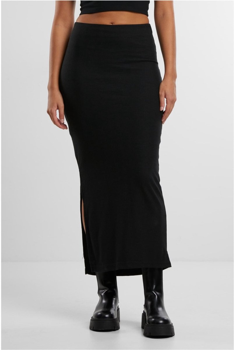 Urban Classics Rib High Slit Dames Maxirok – L Zwart