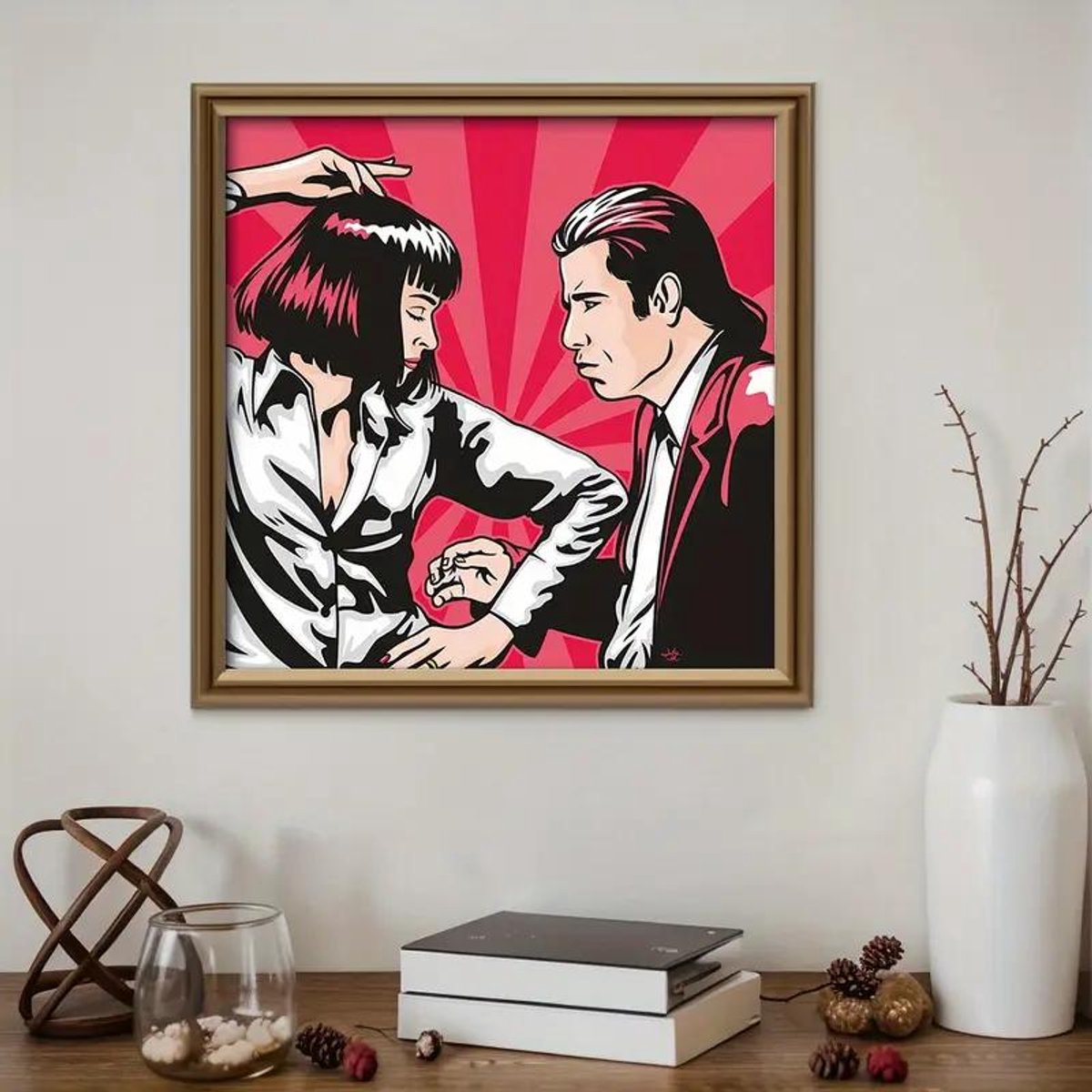 Canvas poster - Filmposter - Iconische jaren 90 dansscène - Pop art film poster - Cultfilm decoratie - Muurposter - Binnenposter - Kado - Zonder lijst - Trendy wanddecoratie - 30x30 cm