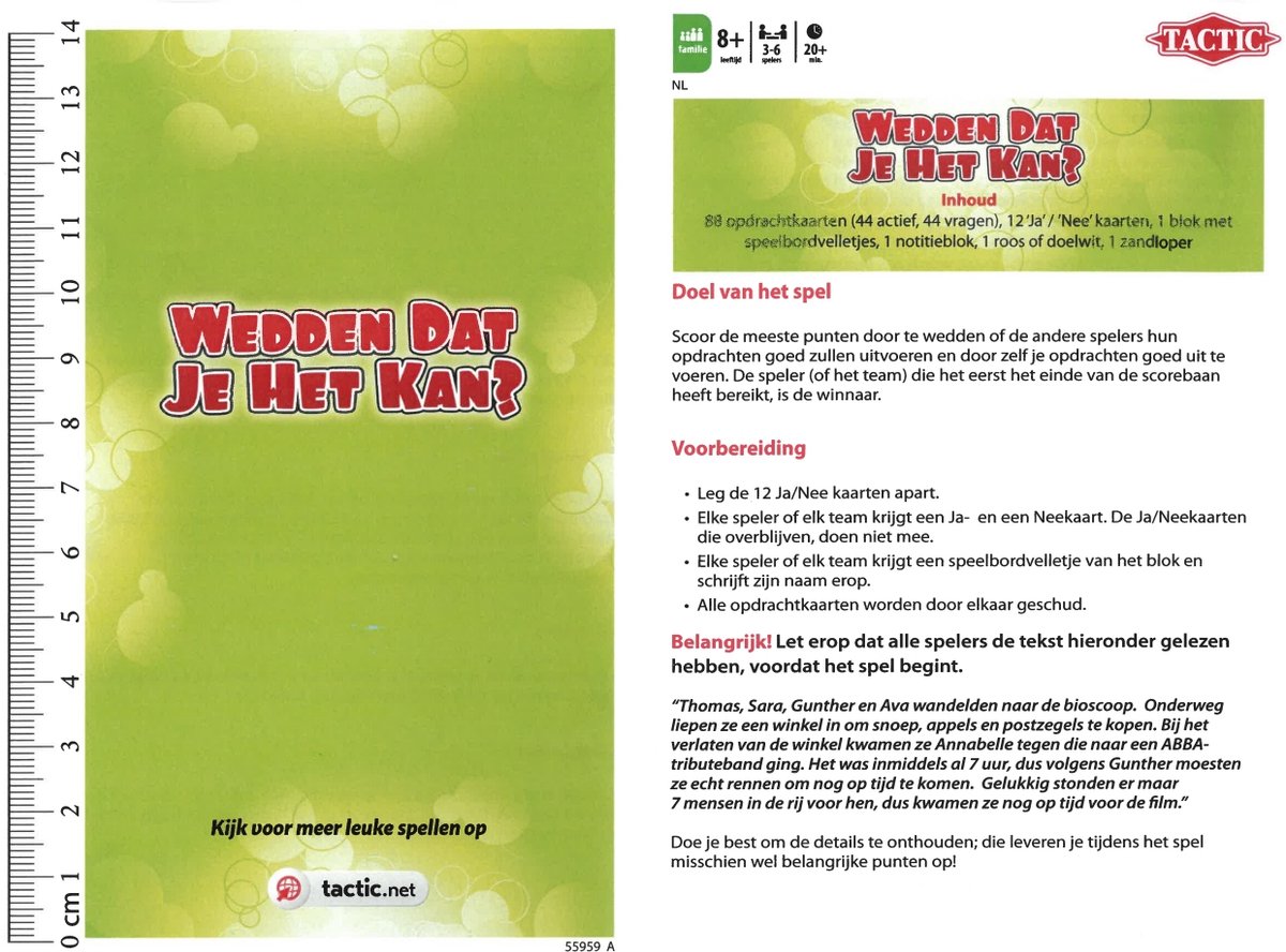 Tactic Wedden Dat Je Het Kan – Bordspel – Compacte Editie – Partyspel voor het Hele Gezin – Vanaf 8 Jaar – 3 tot 6 Spelers — afbeelding 4
