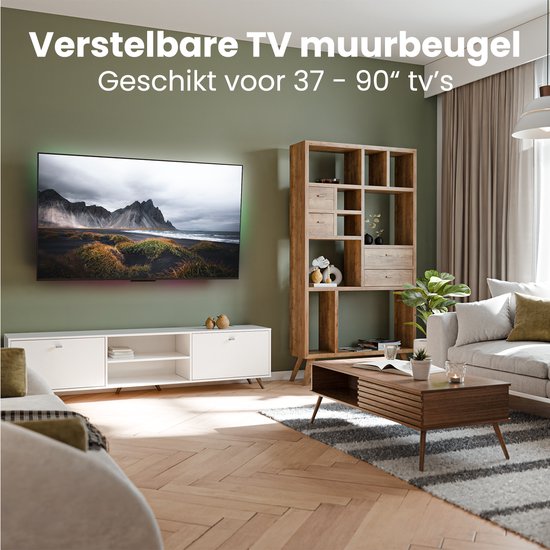 Auronic TV Beugel - 37 t/m 90 inch - TV Muurbeugel - Draaibaar en Kantelbaar - Tot 65 KG - VESA 800mm x 400mm - Voor o.a. 43", 55" & 65" - Zwart