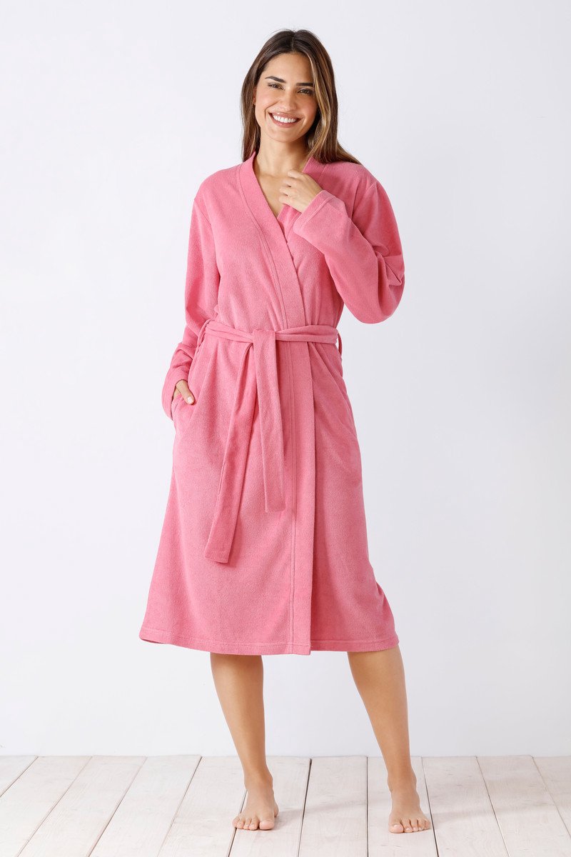 Hajo Roze badstof badjas Hajo - Roze - Maat - 40/42