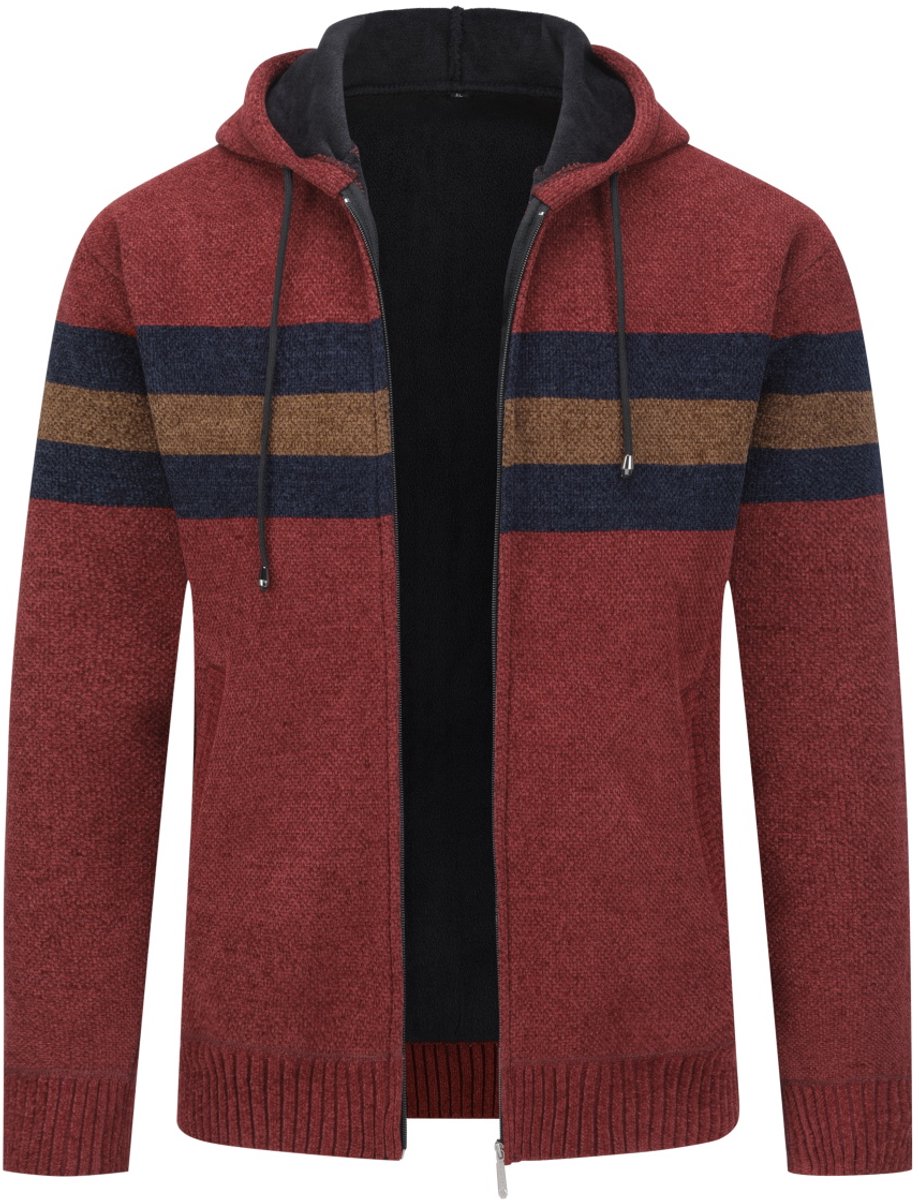 ALLTHEMEN Heren Capuchon Cardigan - Gestreepte Rits - M