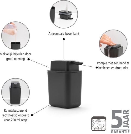 Brabantia Sinkside Soap Pump - 250 ml - Gris foncé