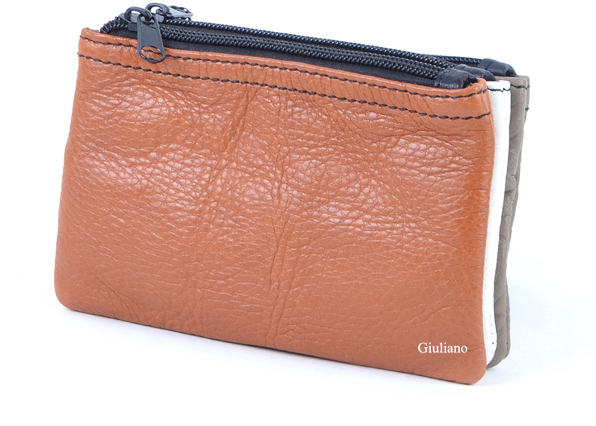 Giuliano lederen portemonee Toos - Lederen - Camel wit taupe