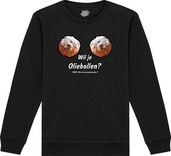 Foute Kersttrui Dames & Heren - Grappige 'Wil Je Oliebollen? Met Extra' Kerstsweater - Humor Cadeau - Kerst & Winter Outfit - Unisex sweater - Zwart - Maat 4XL