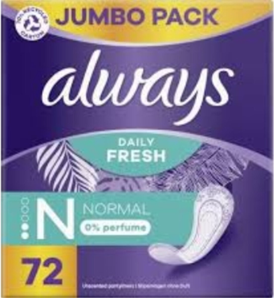 Always Daily Fresh Inlegkruisjes Normal - 72 stuks