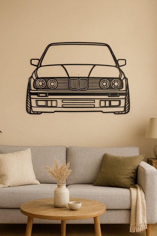Wanddecoratie Metaal-Muurdecoratie Metaal-Auto silhouet-Muurkunst-E30