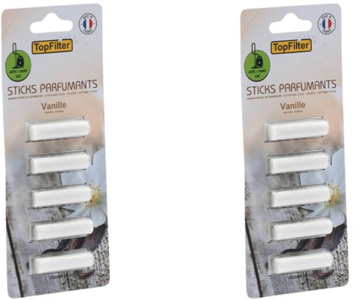 Set van 10 geursticks voor stofzuiger met vanillegeur TopFilter