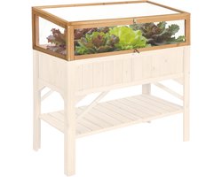 tectake® - Houten kweekbak - opzetstuk - broeikas - kan i.c.m. tectake hoge plantenbak - bescherming tegen weer en wind- 115 x 53 x 34 cm,