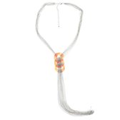 Behave® Ketting zilver kleur met oranje hanger 45 cm