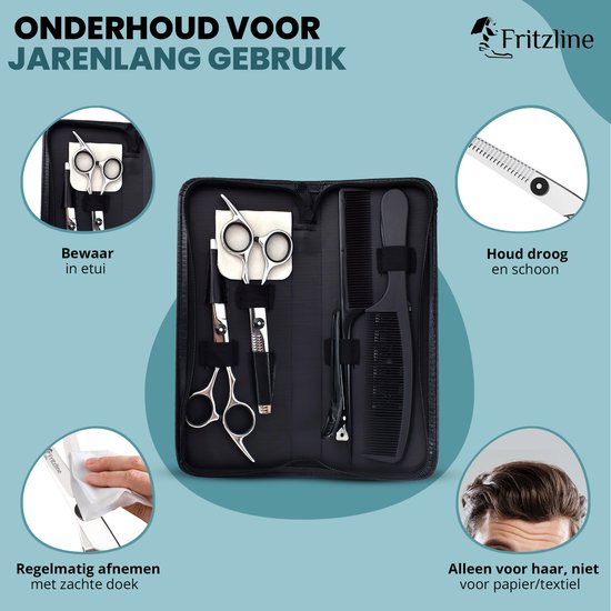 Fritzline 9-delige Kappersset - Kappersscharen - Kappersmantel - haar schaar - kapper - schaar kapper - uitdunschaar - uitdunschaar kapper - professionele kappersset - kappersmantel - kapmantel - kapper spullen