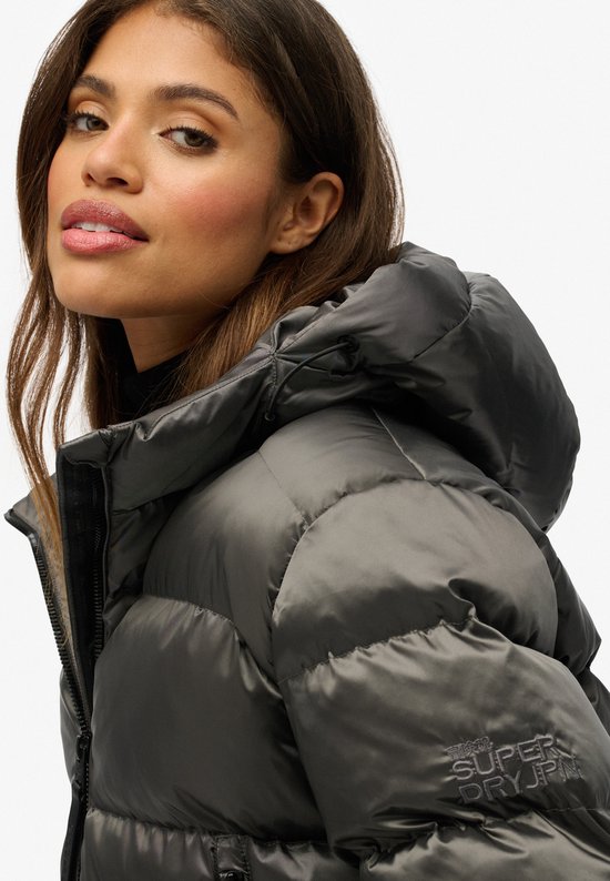 Superdry Hooded Luxe Sports Puffer Casual Winterjas Dames Zwart S/36