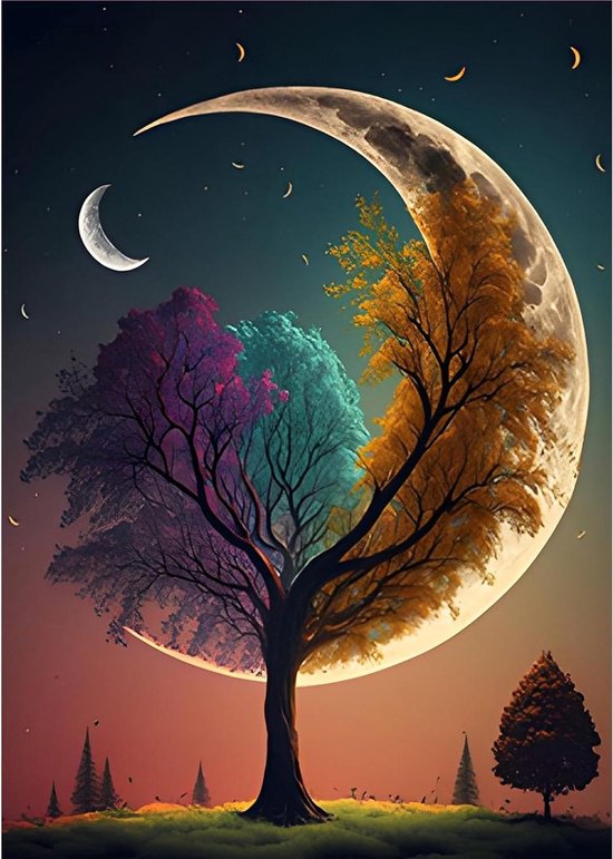 Foto: Brenzoos levensboom diamantschilderkits voor volwassenen diy diamond art painting kits 5d diamant schilderen volwassen beginners ronde diamant ambachten zoekwoorden volwassenen woondecoratie 30x40cm