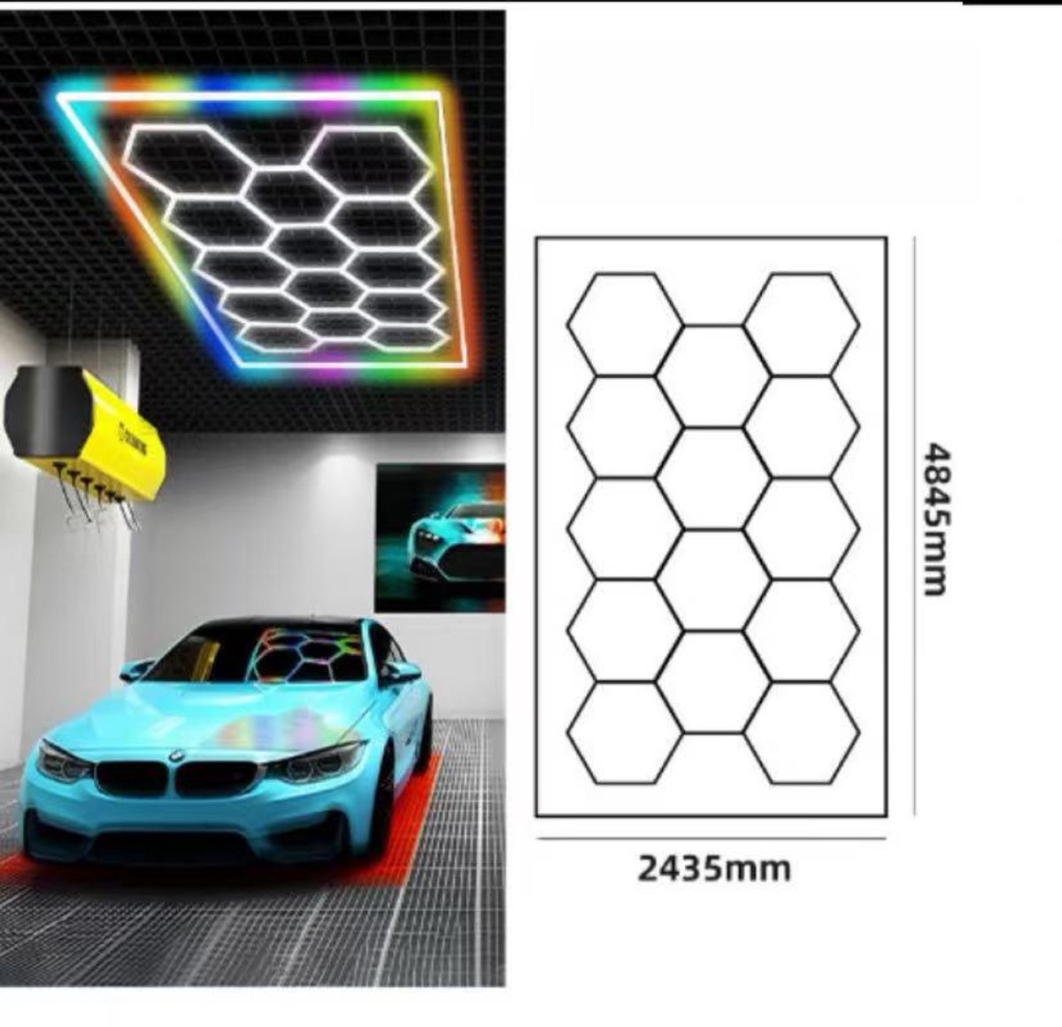 Hexagon LED Verlichting - HLT1PCRGB - Hexagon LED Lamp - Kapper verlichting - Hexagon Led Panelen - Garage Verlichting - Auto Verlichting - Vervormbare Wandpanelen - Salon verlichting - Detail Verlichting Dita