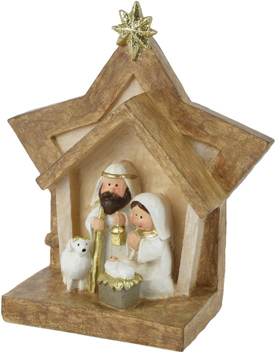 Decoris - Kerststal- Bruin - B14,2 x L15,4 x D6,5 cm