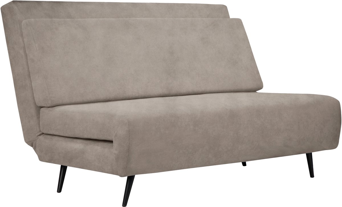 Mallory - Opklapbed in fluweel taupe (87 x 140 x 94 cm)