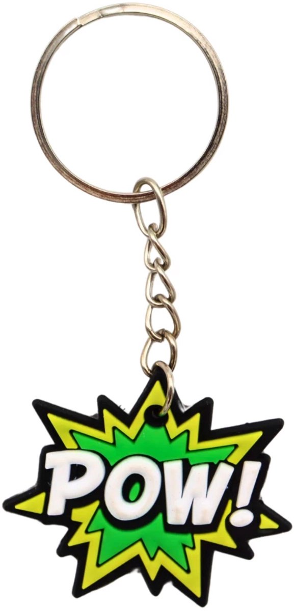 Sleutelhanger POW! Stripballon – Stoere Cartoon Tekst Balloons – Sleubelbos Cadeau – Tekst Ballon