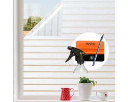 AVOID® Statische HR++ Raamfolie met Horizontale Strepen – 90x300 – Privacy & Zonwerend – Geschikt voor HR++ Glas – Incl. Rakel en Mesje