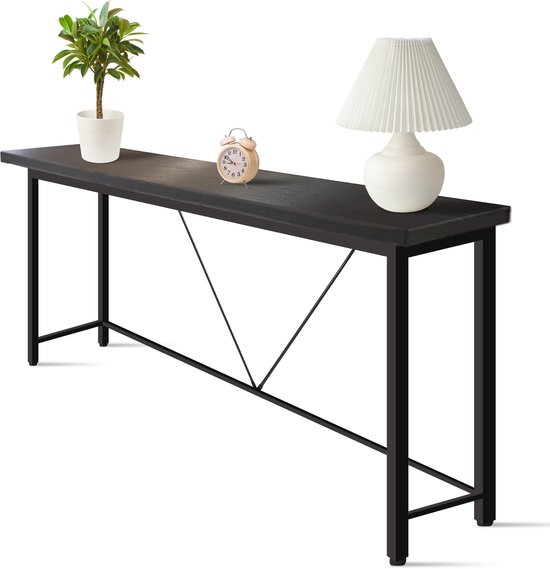 IvoQ Sidetable Zwart – Consoletafel – Haltafel – Industrieel - Smal & Stijlvol - 120x23x74
