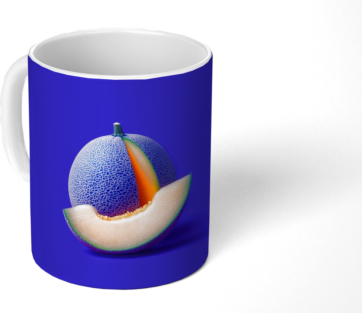 Mok - Koffiemok - Meloen - Blauw - Oranje - Kunstzinnig - Mokken - 350 ML - Beker - Koffiemokken - Theemok