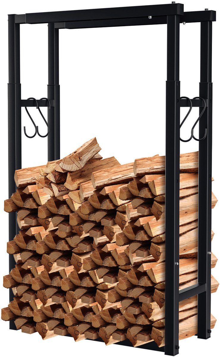 Haardhoutrek Haardhoutrek voor telescopisch zwart verticaal interieur B 60/80/100CM H 100/125/150CM