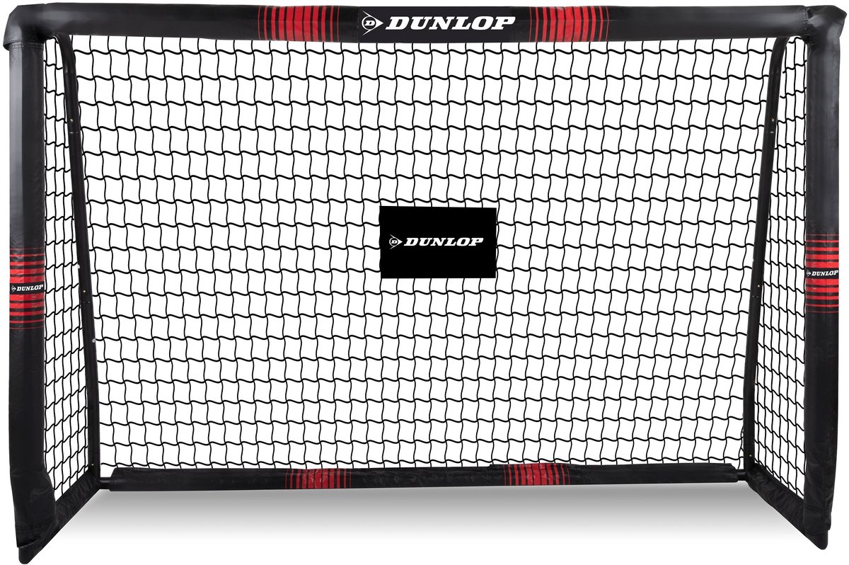 Dunlop Voetbaldoel - Voetbal Goal 180 x 120 x 60 cm - Voetbalgoal Groot - Buitenspeelgoed voor Kinderen en Volwassenen - Snelle Montage - Voetbal Training Doel - Metaal - Zwart/ Rood