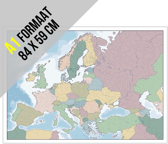 Foto: Map europa pancarte kunststof blanco kaart met landen en rivieren 84 x 59 cm a1 formaat europe landkaart aardrijkskunde europese unie eurazi universeel 1 stuk