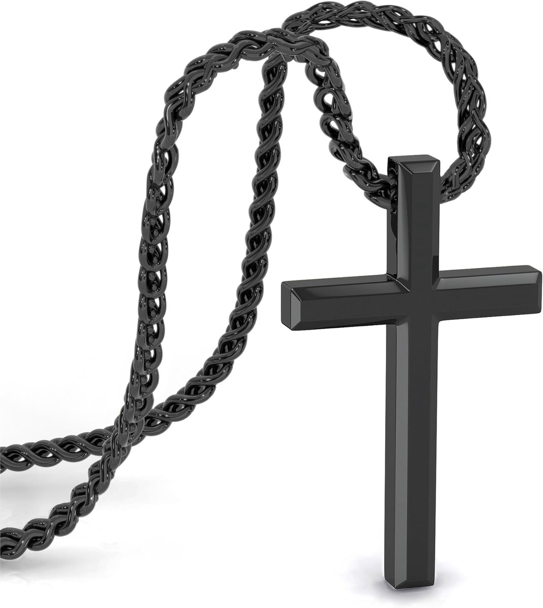 SERASAR Premium Ketting voor Heren [Destiny] | Roestvrij staal 316L Chirurgisch staal | Waterdicht | Stevige ketting | Veilige sluiting | Zwart, 50 cm | Inclusief sieradendoosje