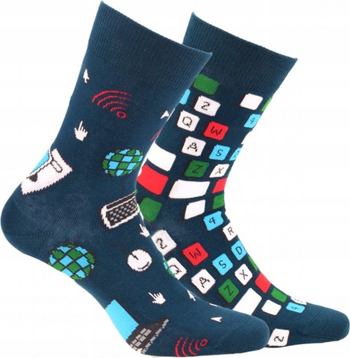 Wola Heren Sokken – Computer Print – Blauw Multicolor – Turkoois - Maat 39 - 42 cm – ( 1 Paar )
