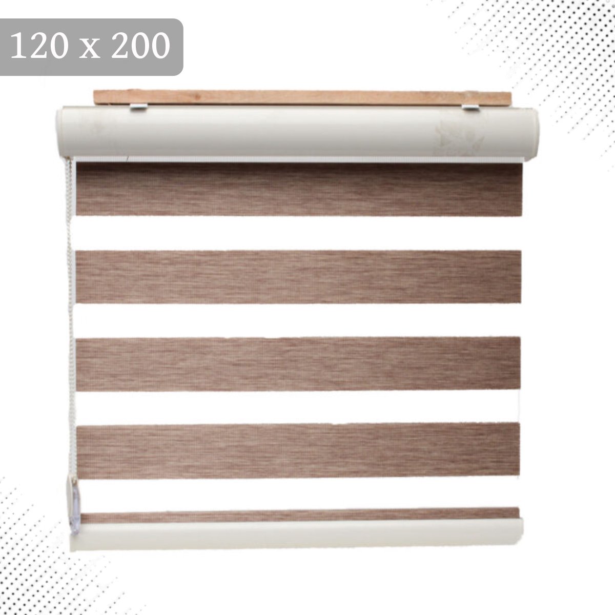Duo rolgordijnen – Dubbel Rolgordijn voor Ramen en Deuren, Doorschijnend en Verduisterend – Verduisterend – Met ketting – Bruin en Lichtdoorlatend – 200x120 cm