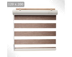 Duo rolgordijnen – Dubbel Rolgordijn voor Ramen en Deuren, Doorschijnend en Verduisterend – Verduisterend – Met ketting – Bruin en Lichtdoorlatend – 200x120 cm