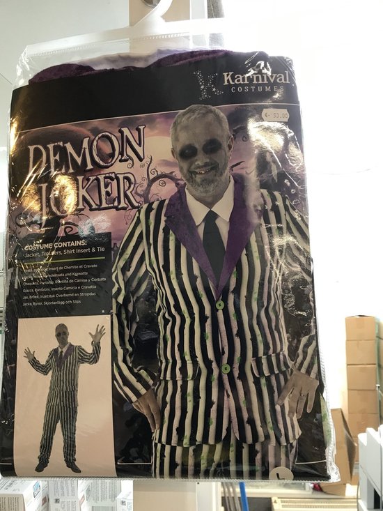 Karnival Costumes Costume de Joker Déguisements du Joker Vêtements de carnaval pour hommes Adultes - Polyester - Taille L - 4 pièces veste/chemise insert/cravate/pantalon