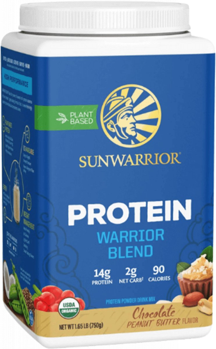 Sunwarrior Warrior Blend Organic (750g) Chocolate Peanut Butter - Eiwitten - Veganistisch eiwit