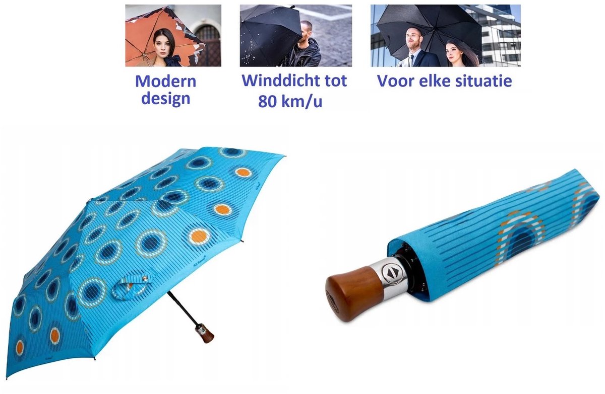 Paraplu voor dames, heren en familie. Automatische open en te sluiten paraplu. Stormparaplu - Winddicht tot 80 km/u. Carbon Steel. Lichtgewicht en Duurzaam - Ø 100 cm. Reisparaplu / Waterdicht / Automatisch / Modern design / Hoge kwaliteit.
