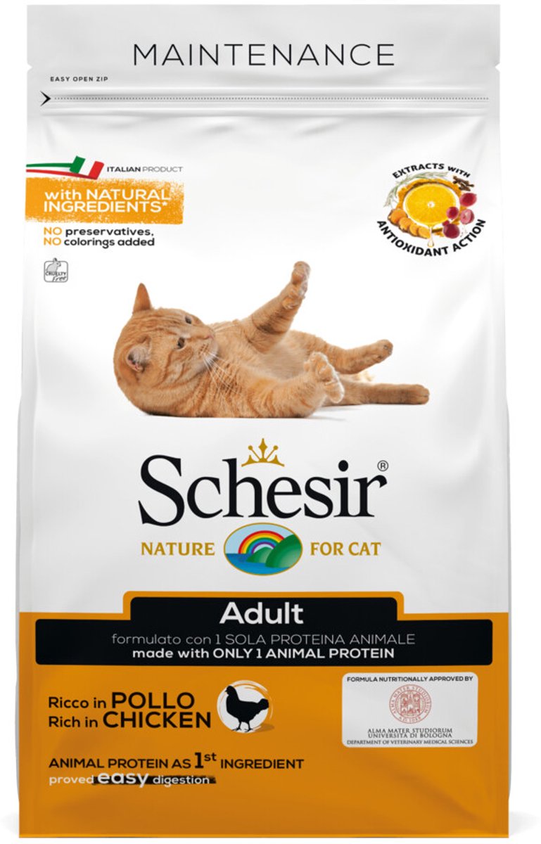 Schesir Kattenvoer Dry Maintenance Kip – 8 x 400 gr – Voordeelverpakking