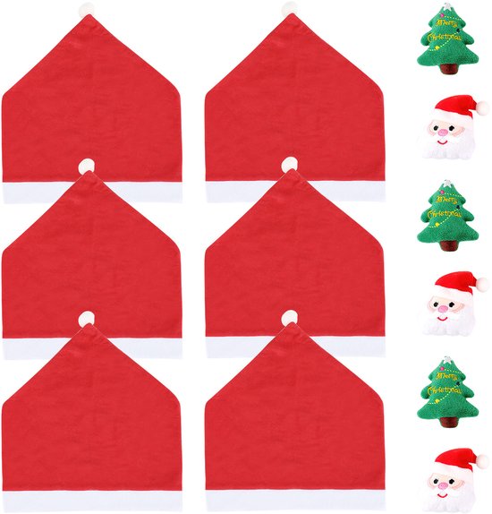 Lot de 6 Housses de siège de Noël comprenant 6 décorations de Noël pour une ambiance festive