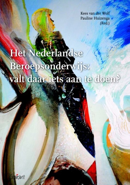 Abstracte aquarel met een silhouet van een persoon in het midden, met tekst.